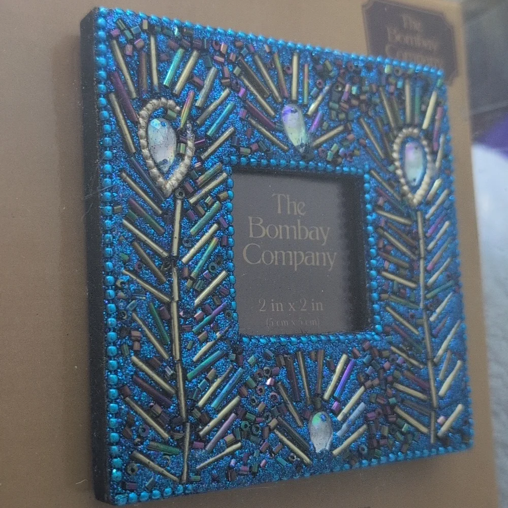 The Bombay Company Y2K Blue Peacock Frame & Trinket Box Set‎ NIP